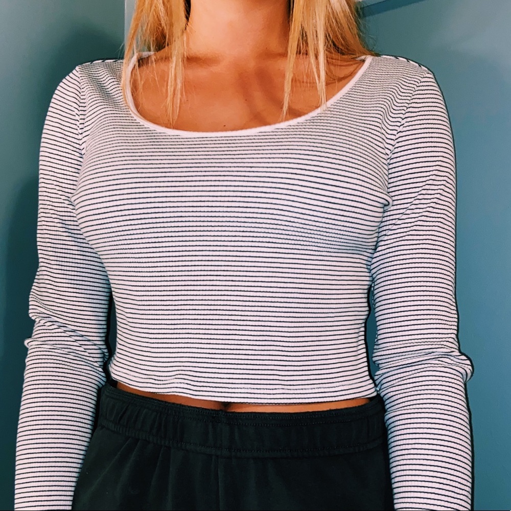 cropped striped long sleeve